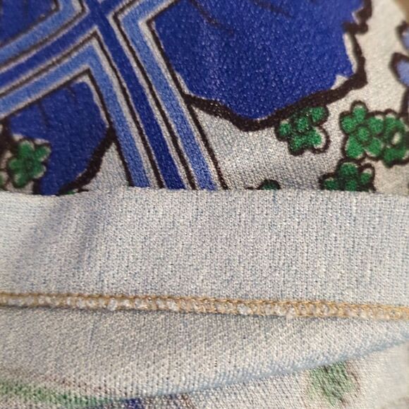 70s Flower power vintage blue floral print tunic‎ style shirt - Picture 5 of 6